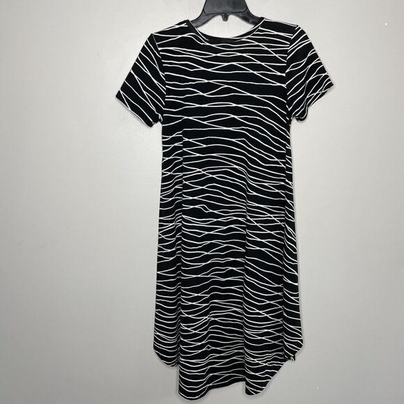 LULAROE Carly Dress Womens XS Black Stripe Swing T-Shirt High-Low Shift Stretch - Picture 3 of 6
